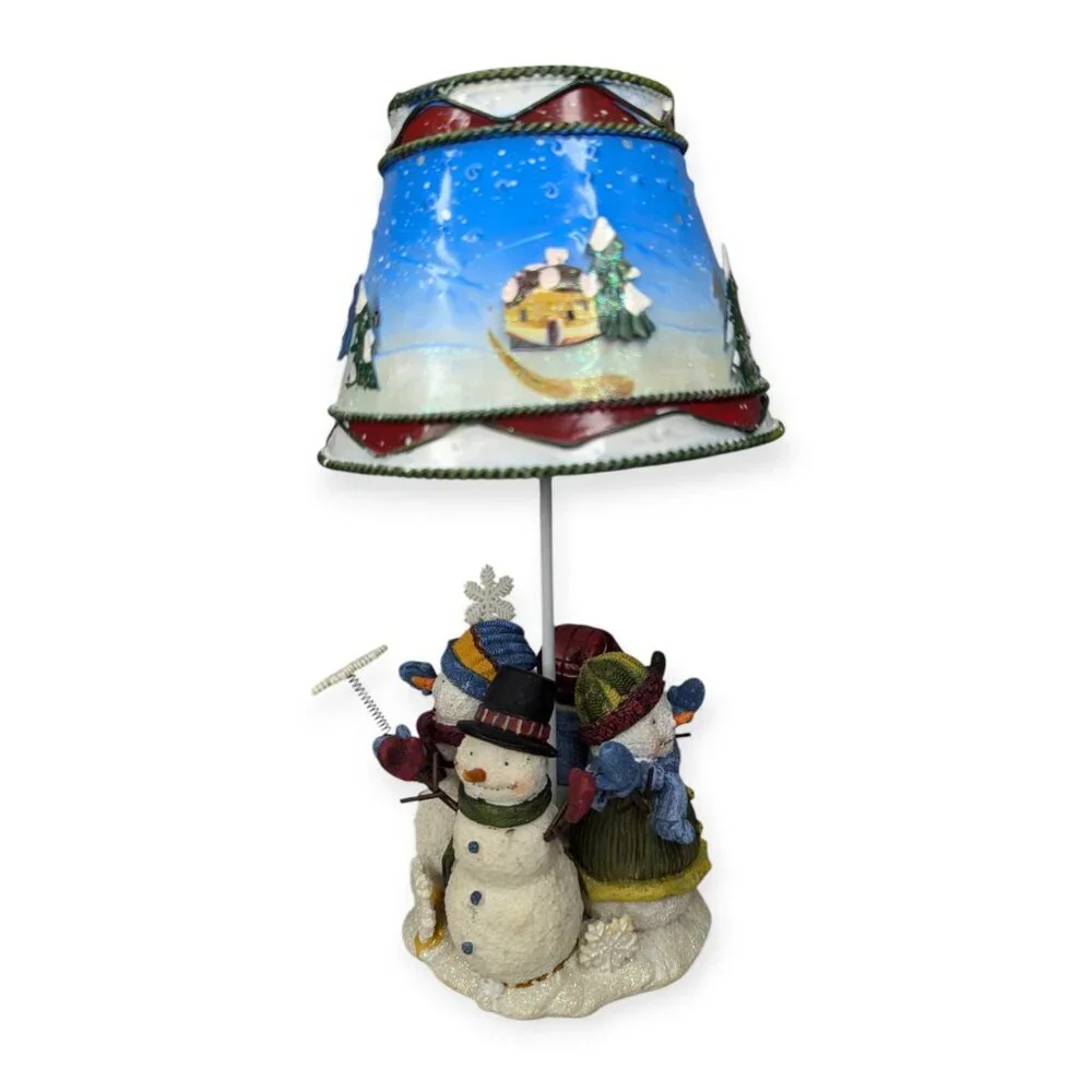 Colorful Snowman Candle Votive Metal Lamp with 4 Resin Snowmen 9